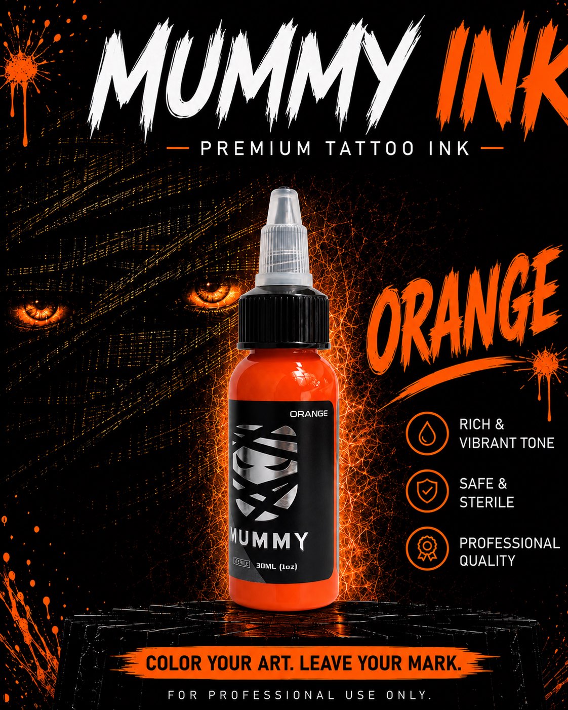 Translation missing: es.Mummy Tattoo Ink, 1oz Professional Pigment for Body Art(Orange)