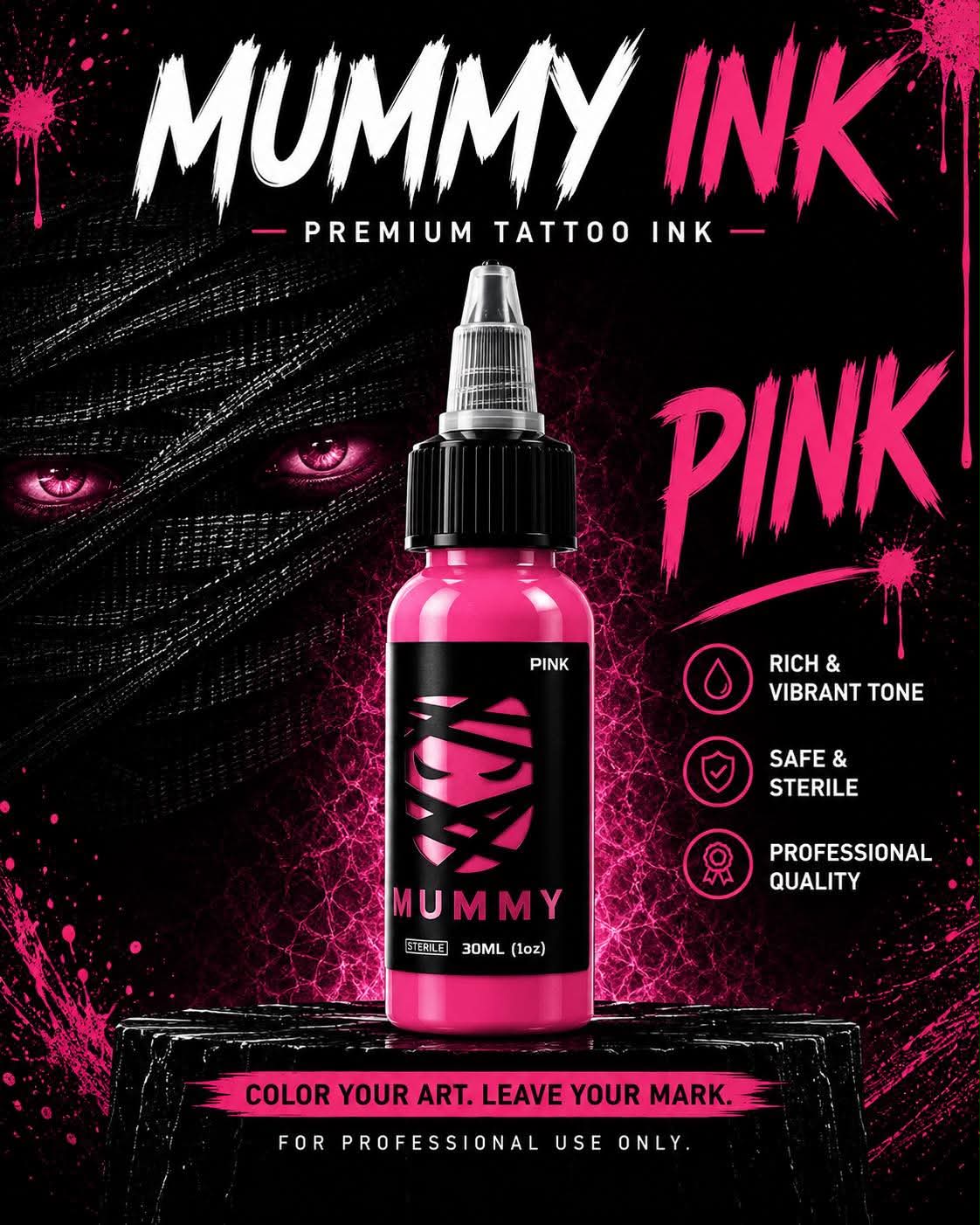 Translation missing: en.Mummy USA Custom Tattoo Ink Color Set 1 oz(Pink)