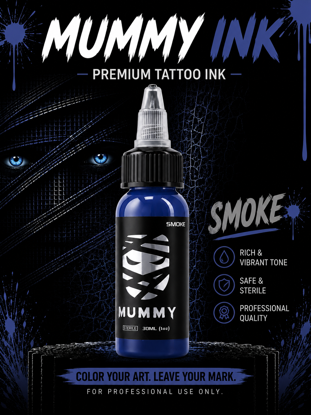 Translation missing: es.Mummy Tattoo Ink, 1oz Professional Pigment for Body Art(Smoke)