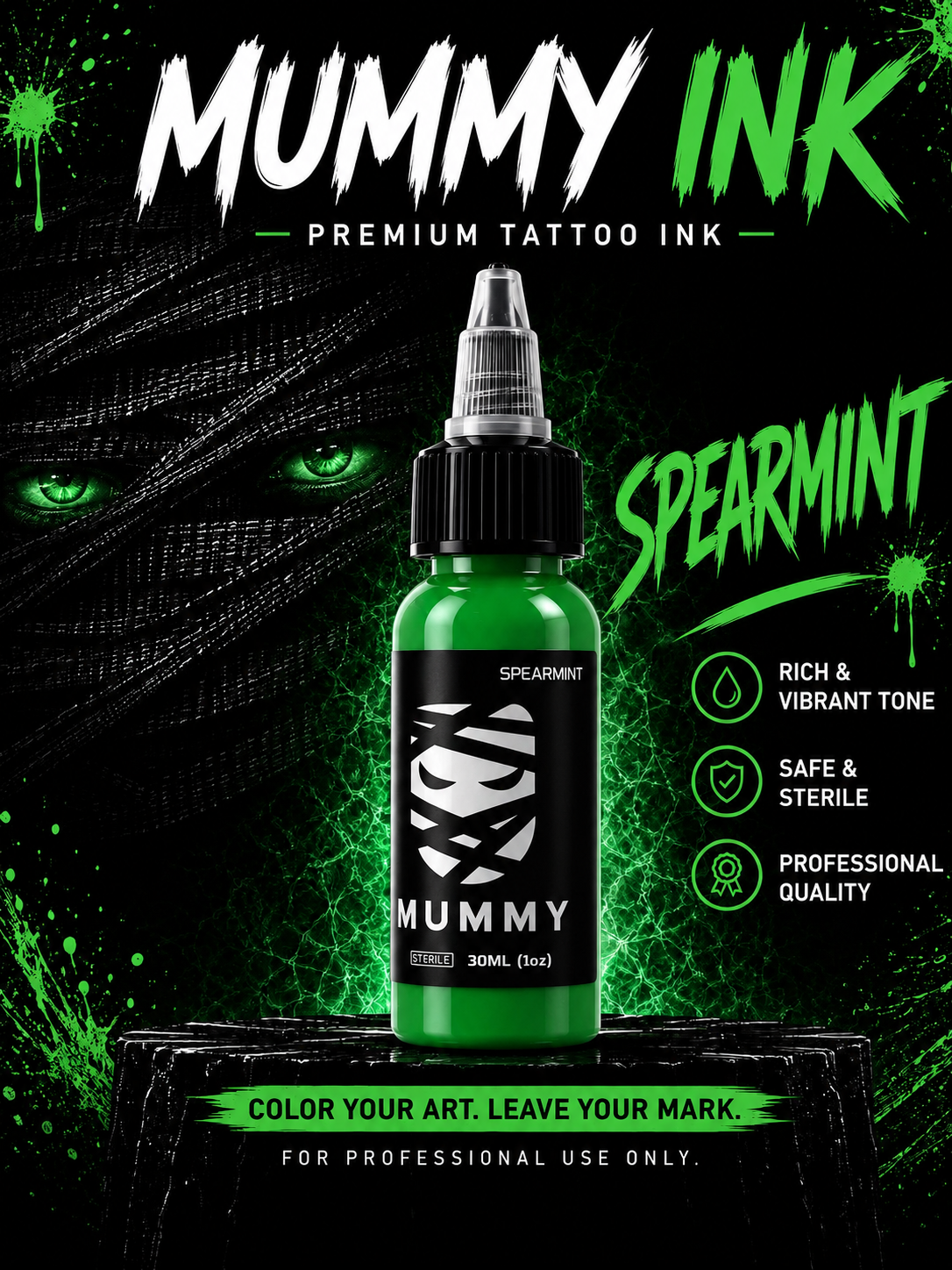 Translation missing: es.Mummy Tattoo Ink, 1oz Professional Pigment for Body Art(Spearmint)