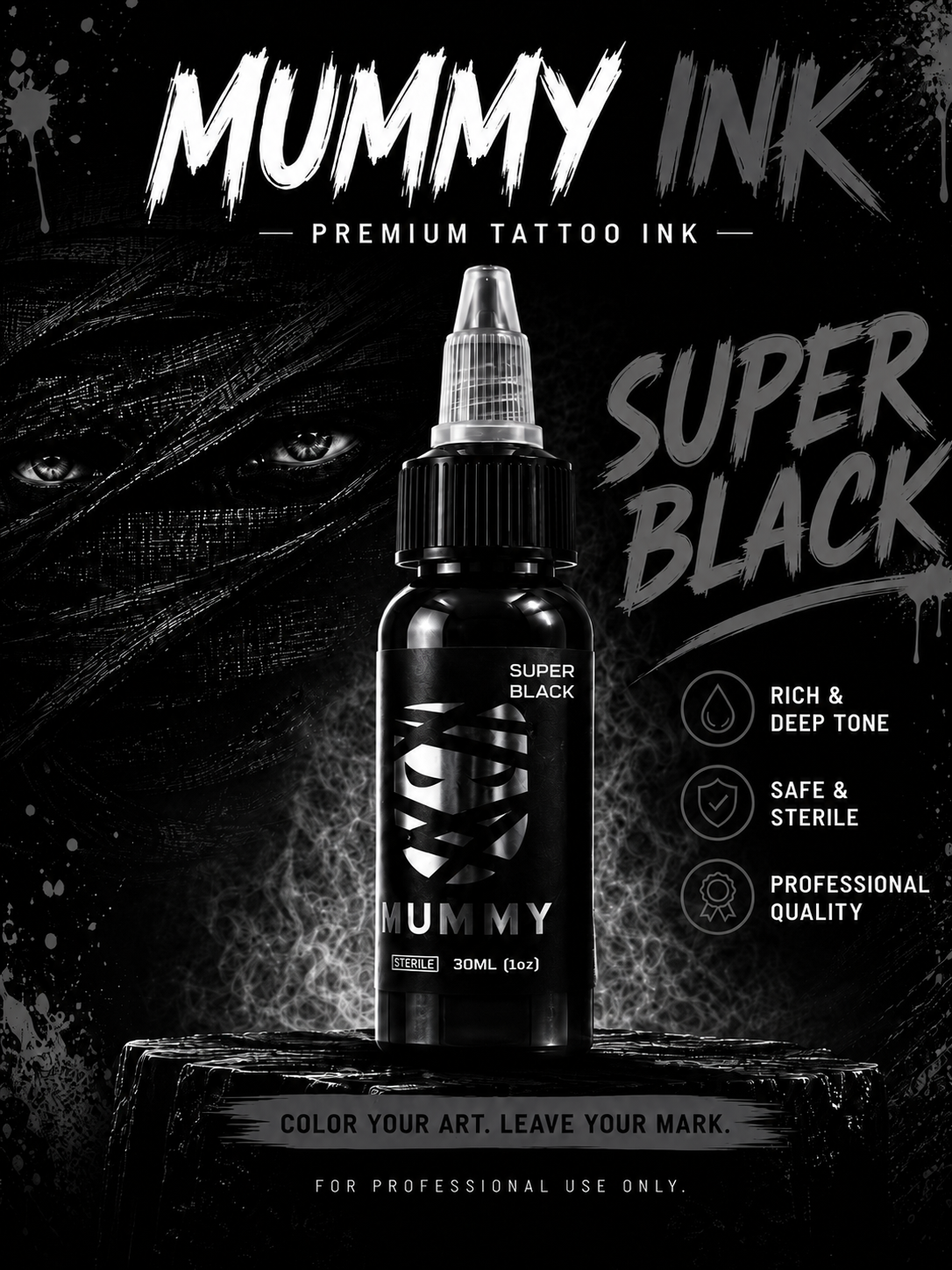 Translation missing: es.Mummy Tattoo Ink, 1oz Professional Pigment for Body Art(Turquoise(super Black)