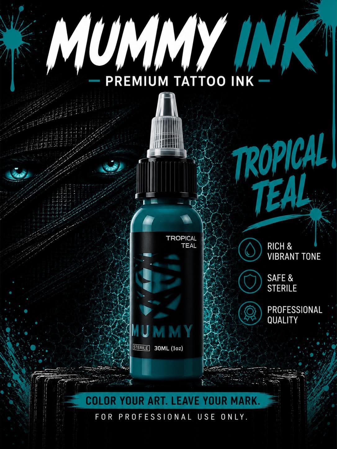Translation missing: es.Mummy Tattoo Ink, 1oz Professional Pigment for Body Art(Tropical Teal)