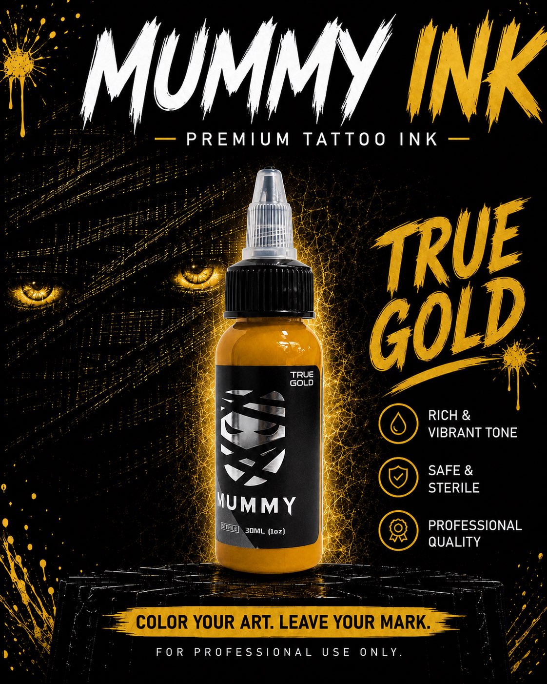 Translation missing: es.Mummy Tattoo Ink, 1oz Professional Pigment for Body Art(True Gold)