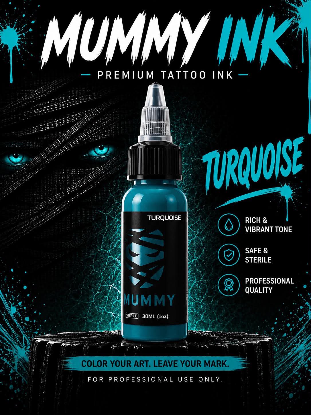 Translation missing: es.Mummy Tattoo Ink, 1oz Professional Pigment for Body Art(Turquoise)