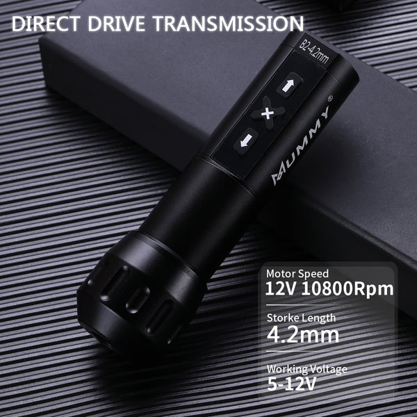 MUMMY ROTARY WIRELESS TATTOO MACHINE PEN DIRECT DRIVER 4.2MM(Black)