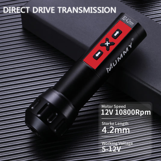 Translation missing: en.MUMMY ROTARY WIRELESS TATTOO MACHINE PEN DIRECT DRIVER 4.2MM(Red)