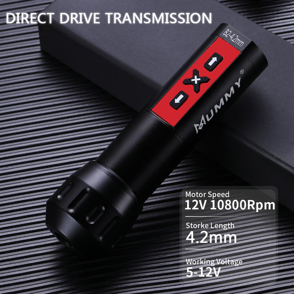MUMMY ROTARY WIRELESS TATTOO MACHINE PEN DIRECT DRIVER 4.2MM(Red)