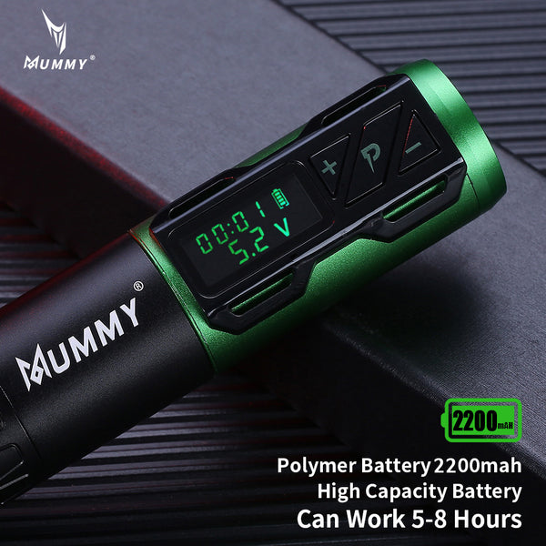 Mummy Wireless Rotary Tattoo Machine Pen 2200mah(Green)