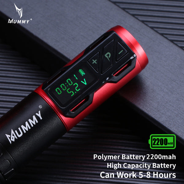 Mummy Wireless Rotary Tattoo Machine Pen 2200mah(Red)