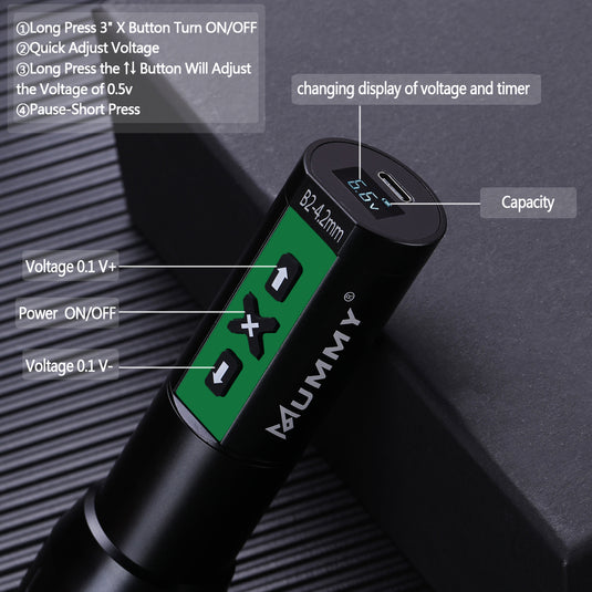 Translation missing: en.MUMMY ROTARY WIRELESS TATTOO MACHINE PEN DIRECT DRIVER 4.2MM(Green)