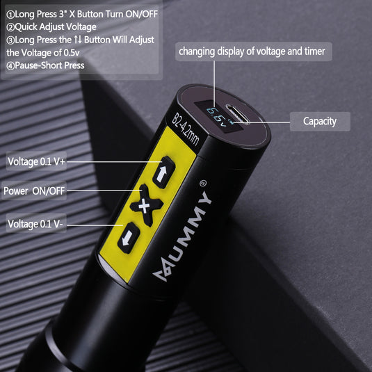 Translation missing: en.Mummy Rotary Wireless Tattoo Machine Pen Direct Driver 4.2mm(Yellow)